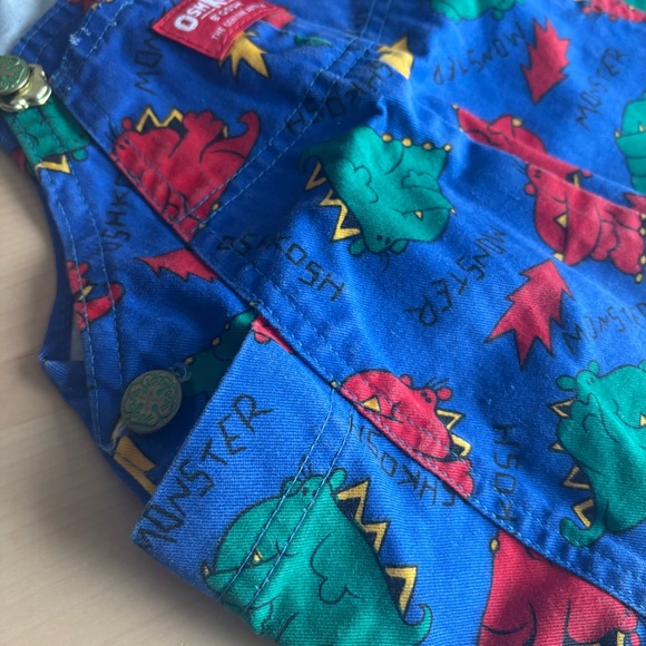 Vintage OshKosh B'gosh Blue Monster Print Kids bubble shortall. - Picture 4 of 7